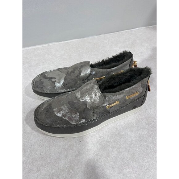 Sperry Womens Moccasin-Style Camo Boat Shoes With Faux Fur‎ Lining Size 7.5 - Picture 2 of 11